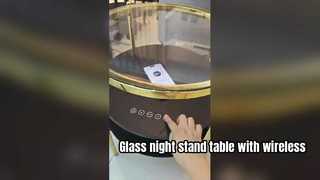 Glass Smart night stand Table with Built-in Bluetooth Speaker,wireless charging